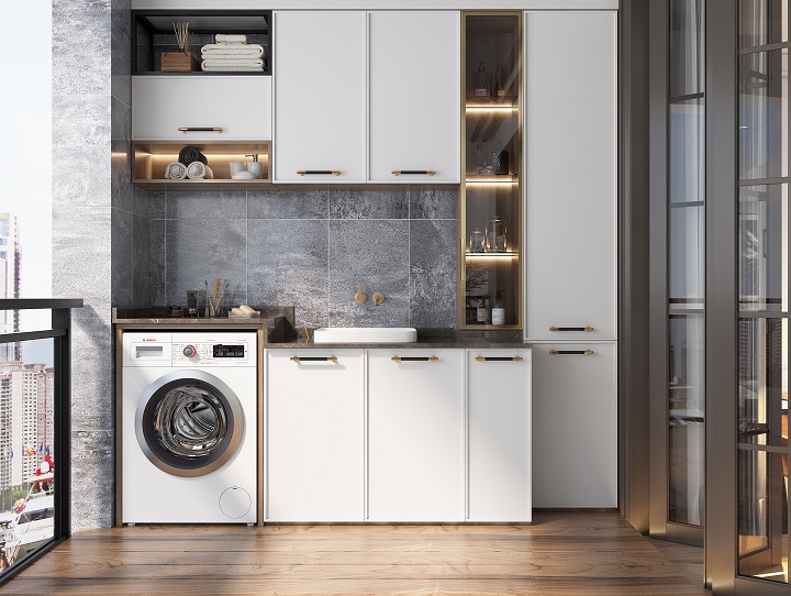 實木金屬定制陽臺柜圖片