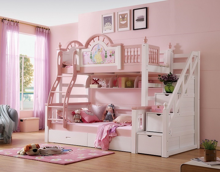 兒童房實(shí)木上下床圖片